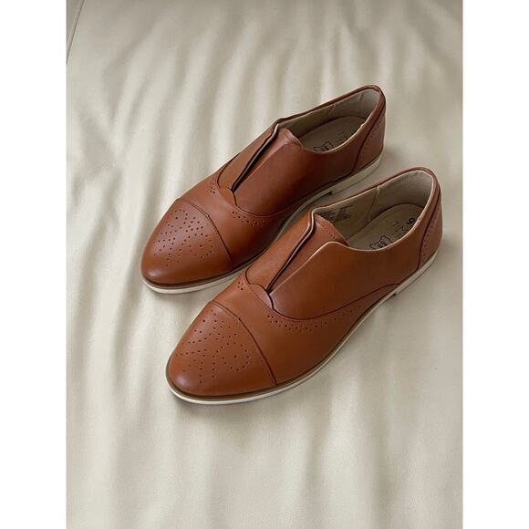 Women's Leather Brown Dress Shoes 9.5 Time & True Memory Foam - Picture 2 of 10